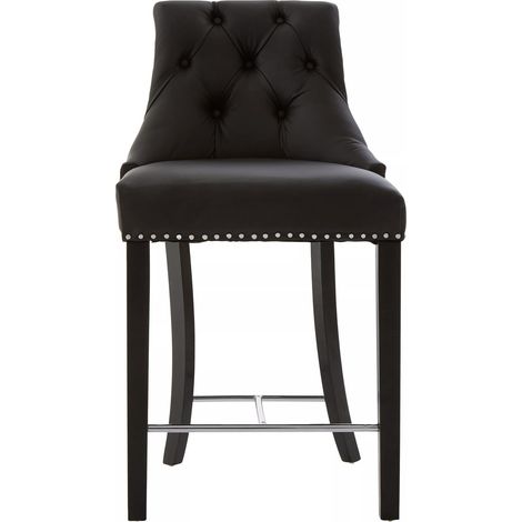 Interiors by Premier Park Black Faux Leather Bar Chair, Backrest Breakfast Bar Chair, Footrest Living Bar Chair Kitchen (1/5)