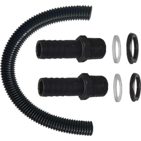 Juego completo de conectores para conectar dos tanques de agua en su sistema de agua de lluvia.