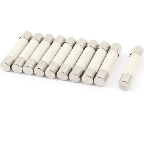 10pcs AC 250V 15A Quick Blow Ceramic Fuses Cylindrical Tubes 6 x 30 mm, Quick Fusion Fuses (1/2)