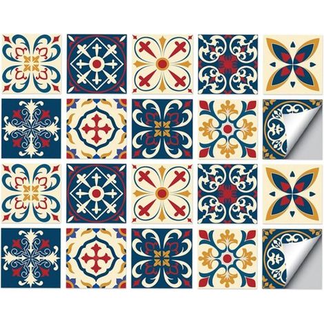 Adesivi murali da 20 pezzi, adesivi per piastrelle, decorazioni per piastrelle, adesivi murali per il bagno, adesivi per scale, adesivi estetici rimovibili per piastrelle, cucina (1/5)