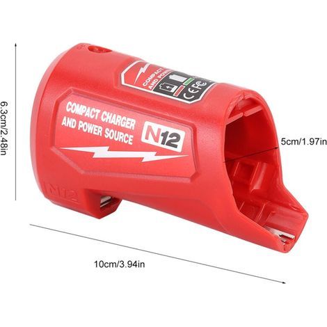 Chargeur portable USB et bloc d'alimentation adapté pour Milwaukee-1201 M12,10x6,3x5 cm (1/4)