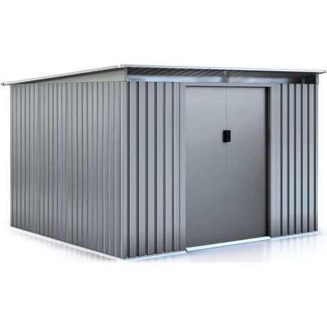 Habitat Et Jardin – Abri de jardin métal 6,29 m² – Acier galvanisé traité anti-UV et anti-rouille – Double porte coulissante – Rangement sécurisé