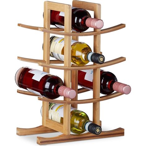 Etagère à vins en Bambou, Petit Support à 12 Bouteilles, 4 Niveaux, Autonome, HLP 42,5x30x16 cm, Naturel, 5 x 30 x 16 cm (1/5)