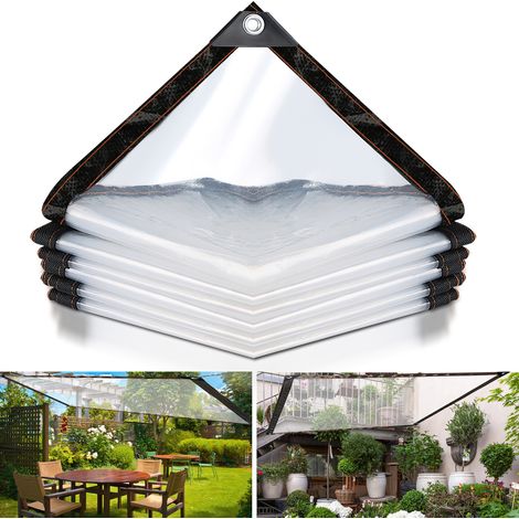 Jiubiaz Lona transparente PE 200 x 400 cm para invernadero, con ojales (1/5)
