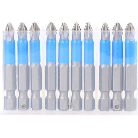 10 pièces embouts de vissage électrique magnétiques PH2 en acier S2 antidérapants 50mm (1/5)
