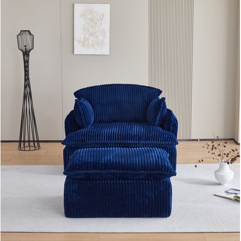 Sessel mit Fußhocker 115x89x77 cm blau – kompakt, ohne Montage, Stoffbezug MEUBLIV (1/5)