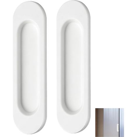 2 PCS Poignées de Porte Coulissantes, Poignées D'armoire Encastrées Tirettes de Porte de Placard Aluminium Auto-adhésives Rectangulaires Encastrées Pour Coulissante Fenêtres Armoires 148 mm Blanc (1/5)