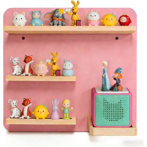 Relaxdays Toniebox shelf, magnetic, for Toniebox & 27 Tonies, HxWxD: 29x39x15 cm, wall-mounted Tonie shelf, pink (1/5)