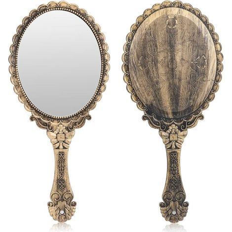 Miroir de poche vintage avec motifs floraux en relief – idéal pour voyage, inclut une houppette douce, finition métallique élégante