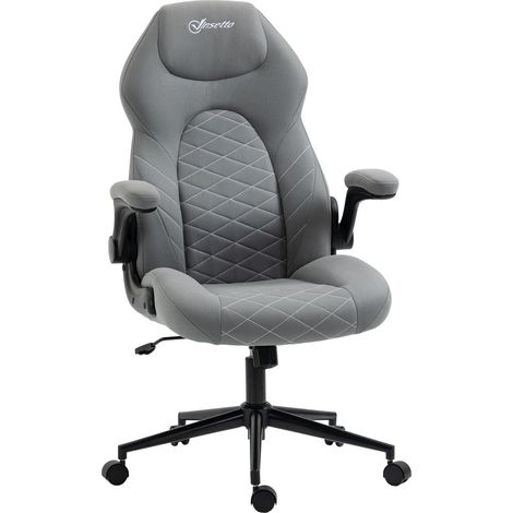 Chaise de bureau avec dossier, hauteur réglable, accoudoirs rabattables, fonction bascule, gris clair