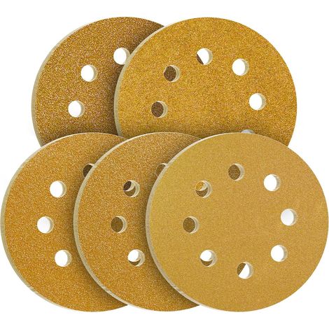 Disco de lijado de 125 mm, grano mixto 40/60/80/120/240, 100 unidades, para lijadora orbital aleatoria (1/4)
