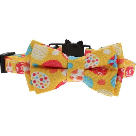 Collar para gato, adorno para el cuello de la mascota con cascabel y lazo, 1 unidad, color amarillo. (1/5)