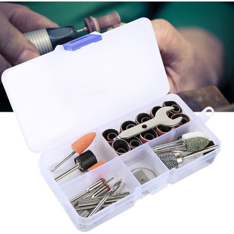 Kit d'accessoires pour meuleuse électrique 46 pièces : papier de verre, alliage, brosse métallique, tête de meulage, tête de meulage diamantée. (1/5)