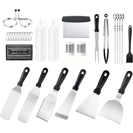 Ensemble d'accessoires universels pour barbecue, comprenant une plancha en métal avec presse à hamburgers, cloche de fusion et sac de transport – Convient aux amateurs de grillades et de barbecue de t (1/5)