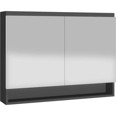 Mobiletto con specchio da bagno 80 x 15 x 60 cm MDF antracite 020006710