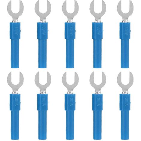 10 Stück Gabelkabelschuhe aus Messing, 6 mm/0,2 Zoll, Y-Typ, 4 mm/0,2 Zoll Loch, Bananenstecker, 30–60 V AC