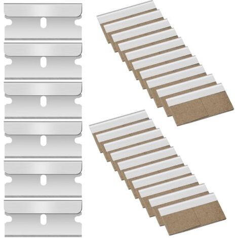 20 pièces Lame Grattoir de Rechange, Grattoir Vitre, Grattoir Vitrocéramique, Racloir, Racloir Vitrocéramique, Métal Lames Rechange Pour Grattoir, Avec emballage indépendant,40  20 mm (1/5)
