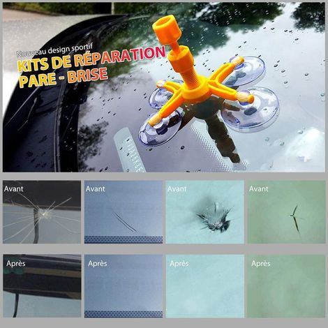 Auto Kit Reparation Pare Brise, Car Résine Pare Brise de Réparation Pare-Brise, pour Réparer Les Éclats de Fissure de Pare Brise Voiture (1/5)