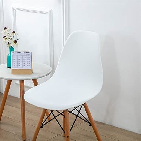 Velours Housse de Chaise Scandinaves, Housse Chaise de Salle à Manger Couleur Unie, Couverture de Chaise sans Accoudoirs pour Cuisine, Salon, Bureau (Blanc,4 Pieces) (1/4)