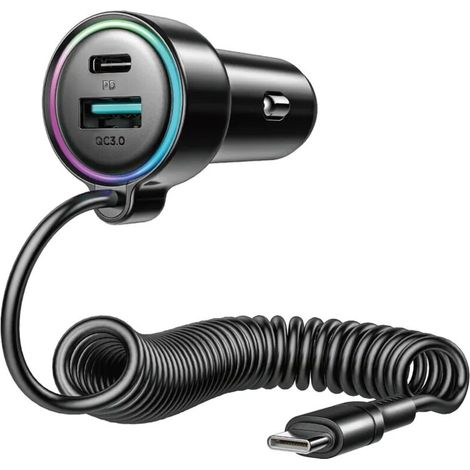SiGN 90W 3-in-1 Fast Car Charger with USB-C Cable - AquaForge (1/5)