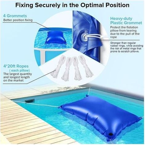 Winterfestes Poolkissen, Poolkissen, Winterfeste Pool-Schwimmhilfe 120x240 cm, Aufstellpoolkuppel mit 4 x 6 m Balancierseilen, für Poolabdeckungen, Whirlpools, Springbrunnen (1/5)