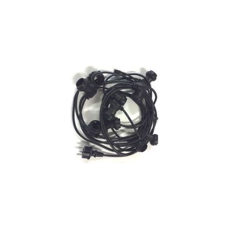 Guirlande lumineuse d'extérieur 10M – 10 douilles E27 – Câble rond noir H07RN-F – Protection IP44 – Branchement direct 220V (1/5)