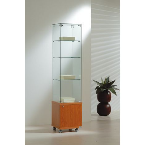 Vetrina con Mobile Cristalli Temperati 40x40xh180 cm Made in Italy Colore Ciliegio (1/5)