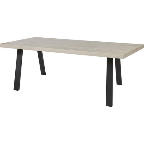 Table repas 200cm plateau aspect bois clair pieds U métal noir - BEACH (1/4)