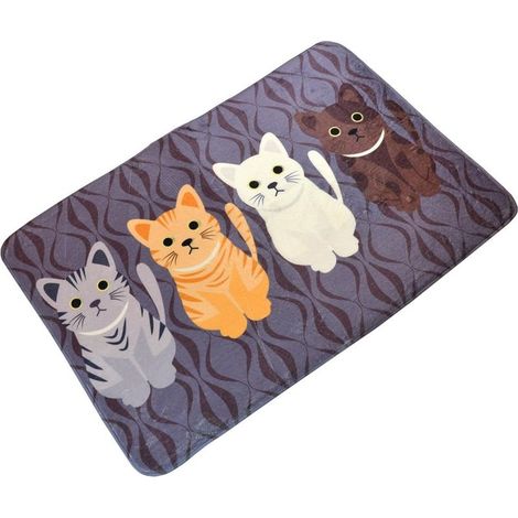 Tapis de Cuisine Antidérapant Tapis de Bain Absorbant Tapis de Devant Evier Décoratif Flannel Carpette Lavable pour Salon Chambre Salle de Bain Noir 60 x 90cm-Fei Yu (1/2)