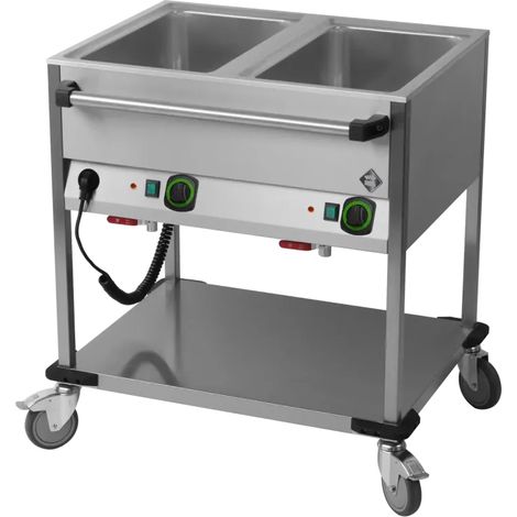 Bain marie mobile électrique GN 2-1/1 commande sur le côté long avec étagère basse RM - BMPD 2120 - RM Gastro