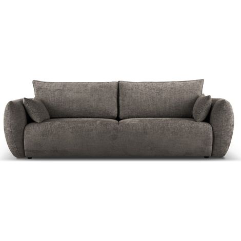 Canapé convertible avec coffre 3 places en chenille gris (1/5)