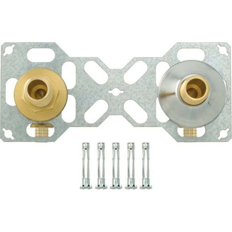 Riquier – Platine de douche à glissement 12 – Sortie de cloison avec fixation raccord – Entraxe 150 mm – Filetage plomberie Ø 50 mm