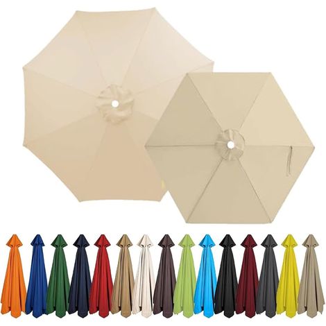 Housse de Rechange Parasol 4m Beige Tissu Polyester Protection UV pour Terrasse Jardin Piscine Balcon Marché Extérieur (1/5)