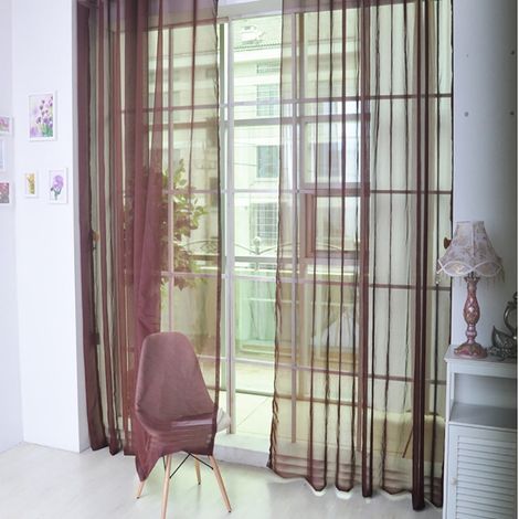Rideau Voile - 200 cm x 100 cm - Pour Fenêtre ou Porte - Transparent et Léger - 1 Pièce (1/2)
