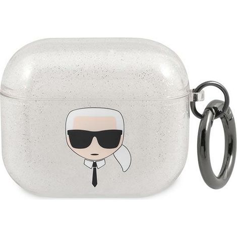 Karl Lagerfeld KLA3UKHGS AirPods 3 Hülle silber/silberglitzer Karls Kopf (1/3)