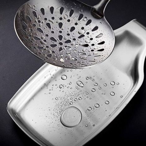 Repose cuillère - - Inox 304 - Design ergonomique - Argenté - 21 x 10,8 cm (1/5)