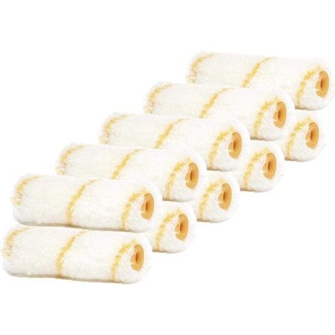 Rouleaux pour radiateurs - Rouleaux à peinture - Rouleaux à vernis - Peinture - Polyester à poils courts - 15 cm - Blanc Jaune