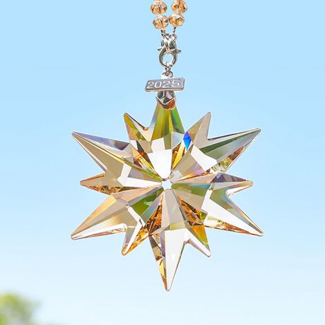 Snowflake Ornament - Crystal Glass Pendant - Car Mirror Decor Christmas Tree Decoration - 2 Pieces (1/5)
