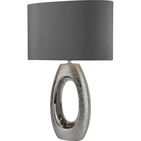 Lampe de table d'écriture salle de travail abat-jour textile bureau lampe chromée projecteur gris