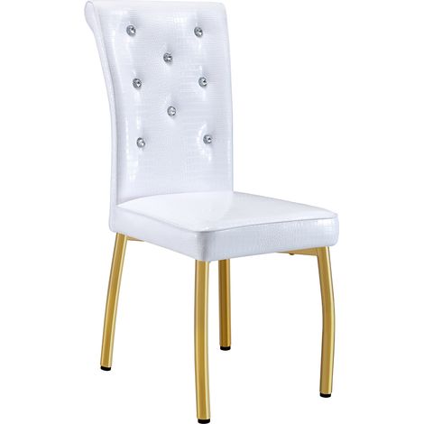 Lot de 2 chaises rétro, similicuir effet alligator, boucle cristal, pieds métal doré, élégance et mystère pour votre intérieur (1/5)
