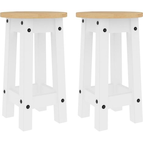 Bar Stools 2 pcs White Solid Wood Pine vidaXL