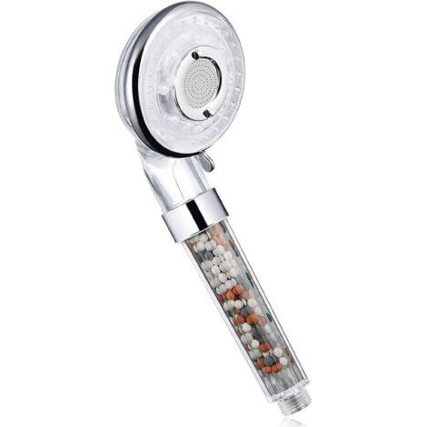 Duschkopf mit Doppelfilter, Duschkopf gegen Kalk und negative Ionen mit Filtersystem und 4 Duschmodi, wassersparender Hochdruck-Handbrausefilter