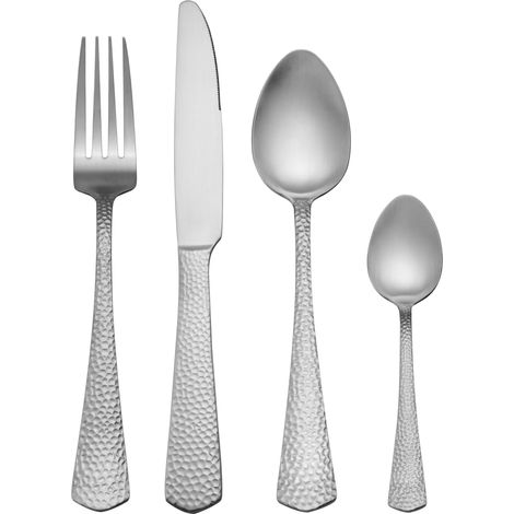 Ménagère de Couverts en Acier Inoxydable 16 Pièces, Argenté pour 4 Personnes Comprenant 4 Couteaux, 4 Fourchettes, 4 Cuillères à Dessert et 4 Cuillères à Café (1/5)