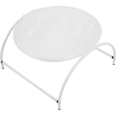 Hamac pour chat en toile et acier inoxydable, amovible et surélevé, pour petits chiens, utilisable en intérieur et en extérieur (blanc). (1/5)