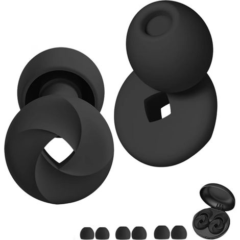 Bouchons d'Oreilles en Silicone Souple Anti-Bruit - 3 Tailles Incluses + Boîtier de Rangement - Confort pour Sommeil, Étude, Travail (1/5)