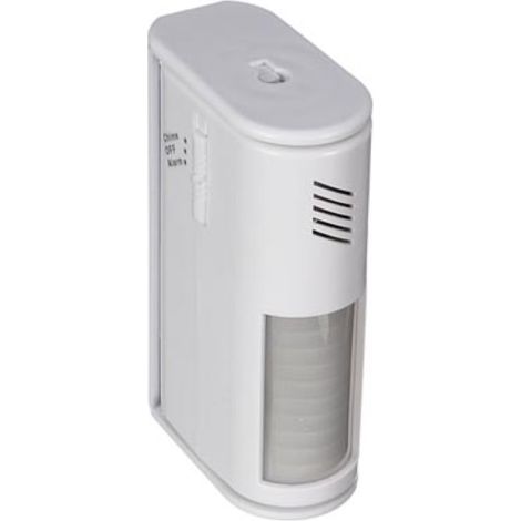 Perel Détecteur de mouvement PIR pour intérieur, angle de détection 60°, portée jusqu’à 8 m, IP20, alimentation par batterie, fonction alarme et carillon, détecteur compact, blanc (1/5)