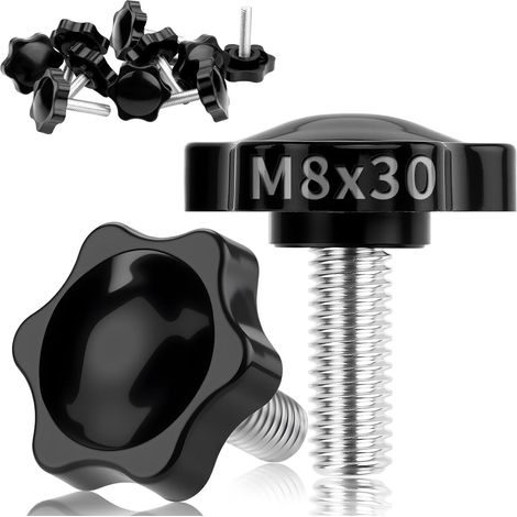 12 Stück Sterngriffschraube M8x30mm, 32mm Kopf, Rändelschraube M8 Sternkopfschraube, Klemmknopf, mit Griff, für Werkzeugmaschine, Anziehen, Geräte, Instrumente (1/5)