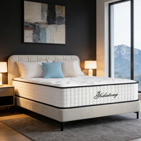 Yidatong – Matelas hybride 140x190 cm épaisseur 25 cm – Ressorts ensachés et mousse à mémoire de forme – Fermeté modérée – 7 zones – Hypoallergénique et antibactérien