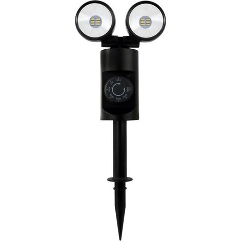 Spot de jardin LED Spike Countdown avec piquet de sol 2x 6x05W noir