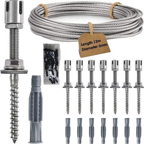 Enrejado para plantas trepadoras, construcción de acero inoxidable, cable resistente, color beige. (1/2)